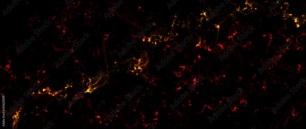 Wall mural abstract view from plasma fire hell. red wallpaper, the universe is filled with nebulae and galaxies