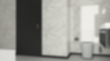 Unfocused, Blur phototography.  Scandinavian bathroom, classic  vintage interior design. 3D rend