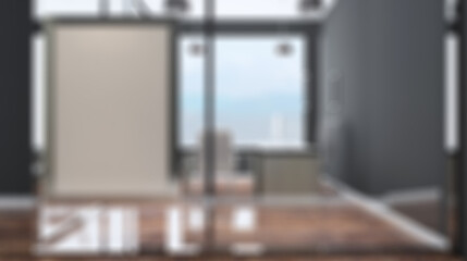 Modern office Cabinet.  3D rendering.   Meeting room. Abstract blur phototography.