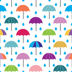 Umbrellas rain seamless pattern design winter background