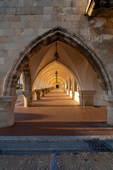 Column and passage of an old antique church.