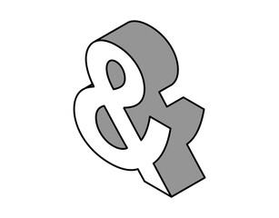 Ampersand isometric design icon. Vector web illustration. 3d colorful concept
