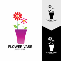 Flower vase vector icon