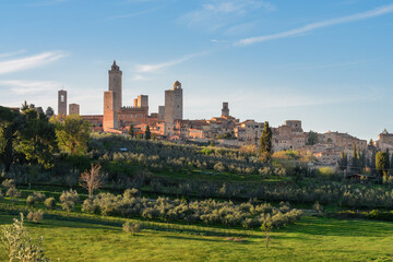 street view of san gimignano medieval town, Italy
