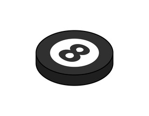 Billiard ball isometric design icon. Vector web illustration. 3d colorful concept