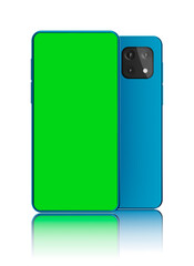 3D rendered realistic looking smartphone on white background with greenscreen.