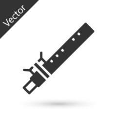 Grey Bamboo flute indian musical instrument icon isolated on white background. Vector