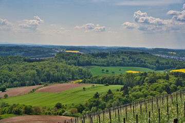 Fototapeta na wymiar Kraichgau landscape, the Toscana of Germany, view over Eichelberg, Oestringen in May