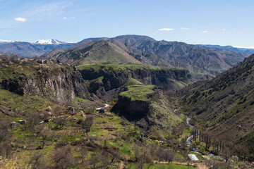 Fototapeta na wymiar Beautiful landscape with views of the mountains and canyon. Garni, Armenia