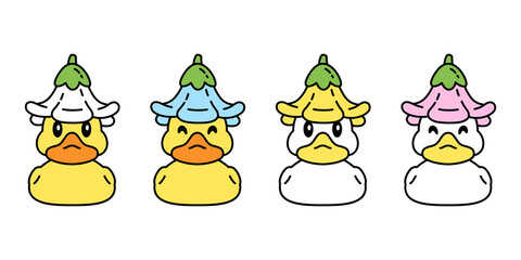 duck vector icon shower flower daisy logo bathroom bird chicken character cartoon symbol isolated doodle illustration design