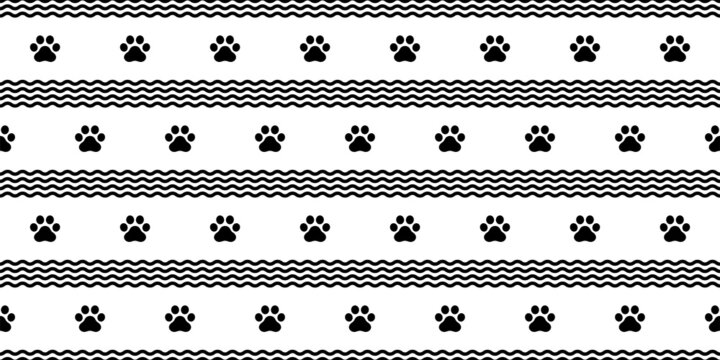 dog paw seamless pattern cat footprint french bulldog icon vector puppy kitten cartoon doodle wave isolated repeat wallpaper tile background illustration clip art