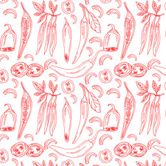 Spicy chili peppers seamless pattern