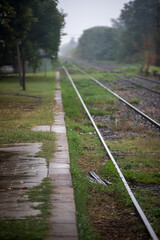 Rail tracks in the rain