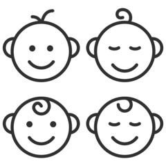 Smile baby outline icon. Vector illustration.