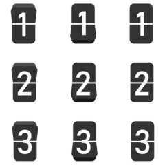 Interchangeable number icons, numbers 1-3.
