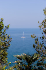 Naklejka na ściany i meble Sailboats in the Mediterranean Sea, relaxation concept