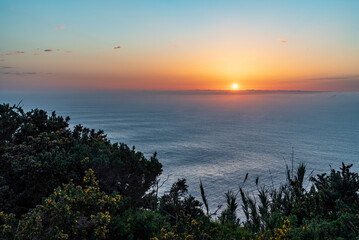 Fototapeta na wymiar Sunset above Atlantic Ocean in Madeira Island - view from Ponta da Leideira Santa