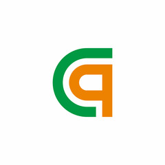 letter cq simple geometric colorful logo vector