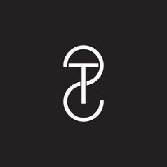 letter 2t simple geometric thin line linked logo vector