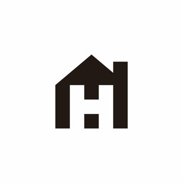 letter h home simple geometric flat logo vector