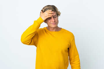 English man over isolated white background with headache