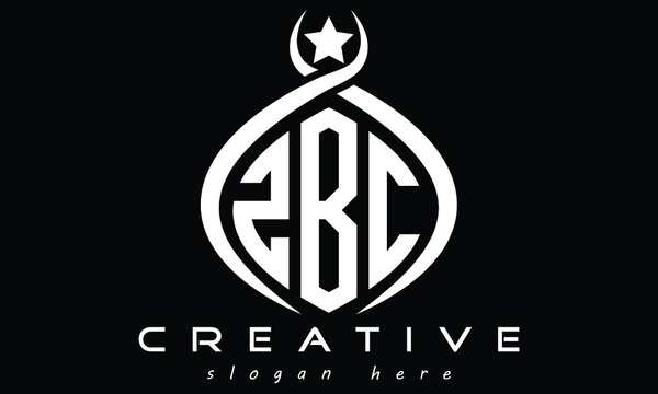ZBC three letters monogram curved initial oval logo design, geometric modern business shape creative logo