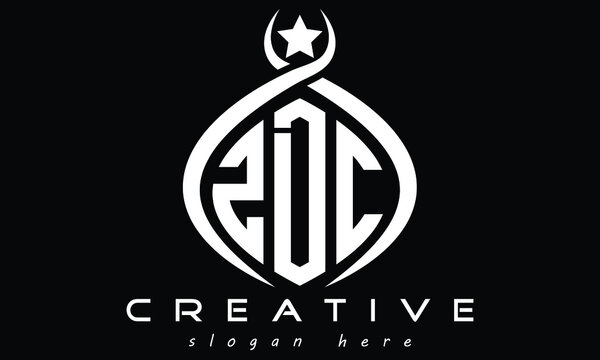 ZDC three letters monogram curved initial oval logo design, geometric modern business shape creative logo