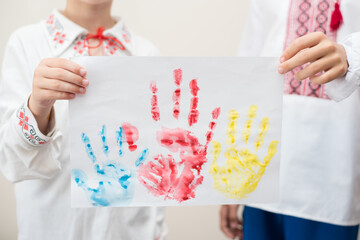 no war little children handprints