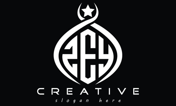 ZEY three letters monogram curved initial oval logo design, geometric modern business shape creative logo