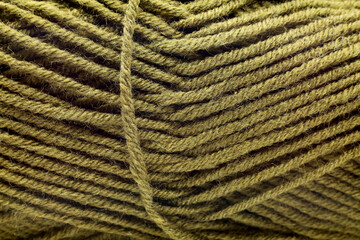 close-up green wool yarn ball