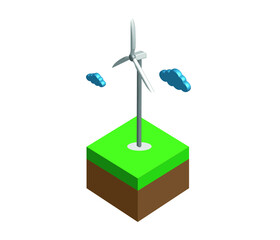 Modern flat wind turbine concept for website and web design. Wind turbine icon sign on white background.