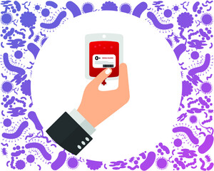 Concept of blood bag and blood donation. Blood donation vector illustration. World blood donor day.  vector illustration isolated on white background. 