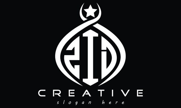 ZID three letters monogram curved initial oval logo design, geometric minimalist modern business shape creative logo design