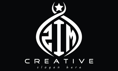 ZIM three letters monogram curved initial oval logo design, geometric minimalist modern business shape creative logo design - obrazy, fototapety, plakaty