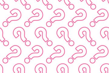 seamless pattern from pink question marks on a white background.