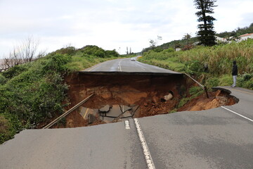 damage when M4 freeway was washed away in floods in Tongaat, Durban, KwaZulu Natal, South Africa, 21 May 2022
