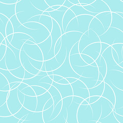Seamless abstract pattern of white crescents on tiffany blue. Vector repeating abstract background.