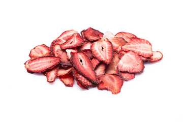 Dried strawberry  slices on  the white background