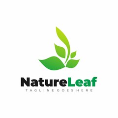 Gradient green nature leaf logo template.