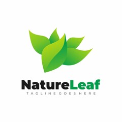 Gradient green nature leaf logo template.