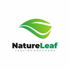 Gradient green nature leaf logo template.