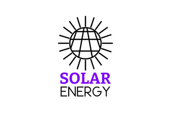 outline solar energy logo isolated on white backgrounr