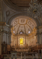Fototapeta na wymiar Interior of Church of Santa Maria Assunta at Positano, Amalfi coast, Italy