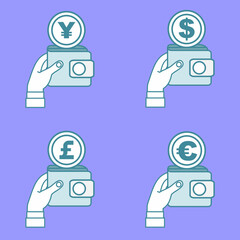 wallet in hand icon. One of set web icons