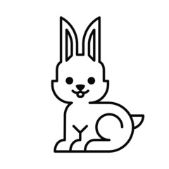 Bunny sitting line style with editable stroke icon. Rabbit outline element for Easter or Chinese new year poster and banner vector illustration isolated