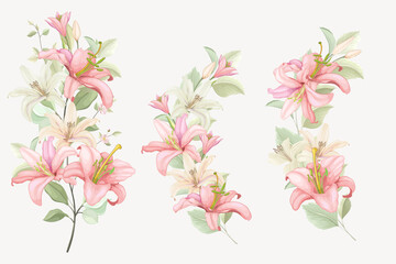 Fototapeta na wymiar hand drawn lily bouquet background design
