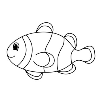 Clown fish cartoon coloring page illustration vector. For kids coloring book.
