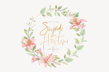 hand drawn lily wreath background design