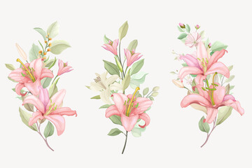 Obraz na płótnie Canvas hand drawn lily bouquet background design