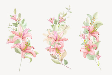 Fototapeta na wymiar hand drawn lily bouquet background design